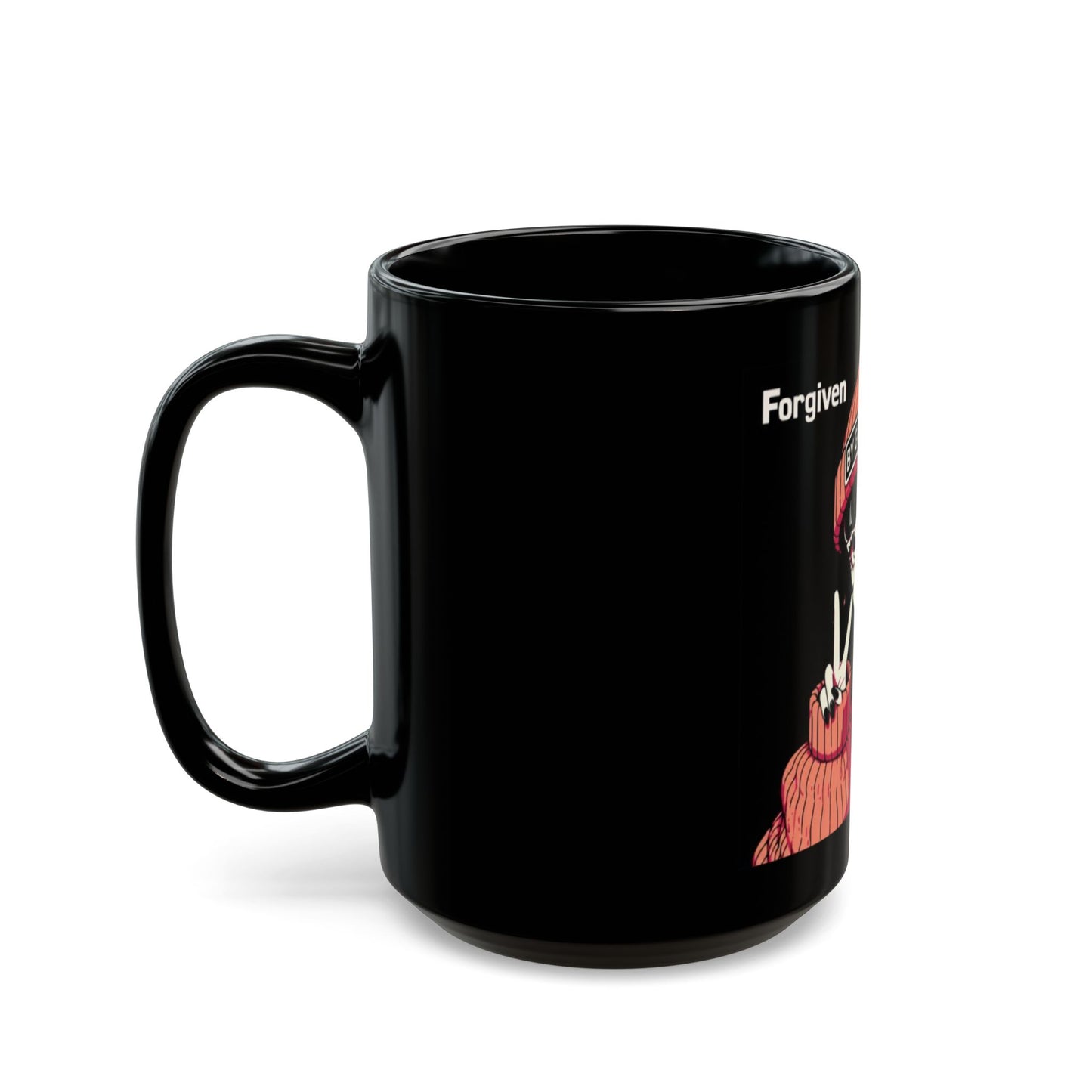 Forgiven By Grace - Black Mug (15oz)